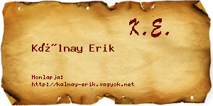 Kálnay Erik névjegykártya
